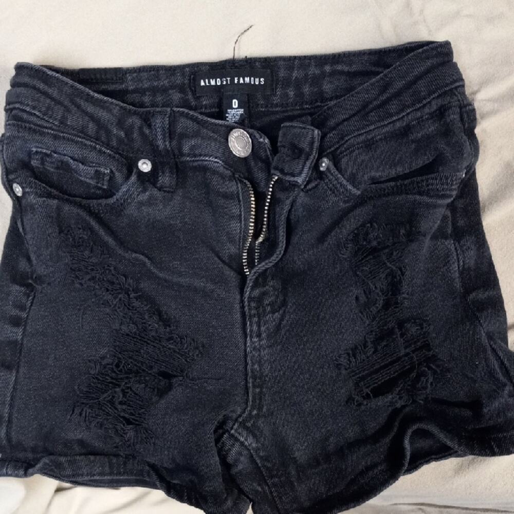 Almost Famous Black Ripped Jean Shorts